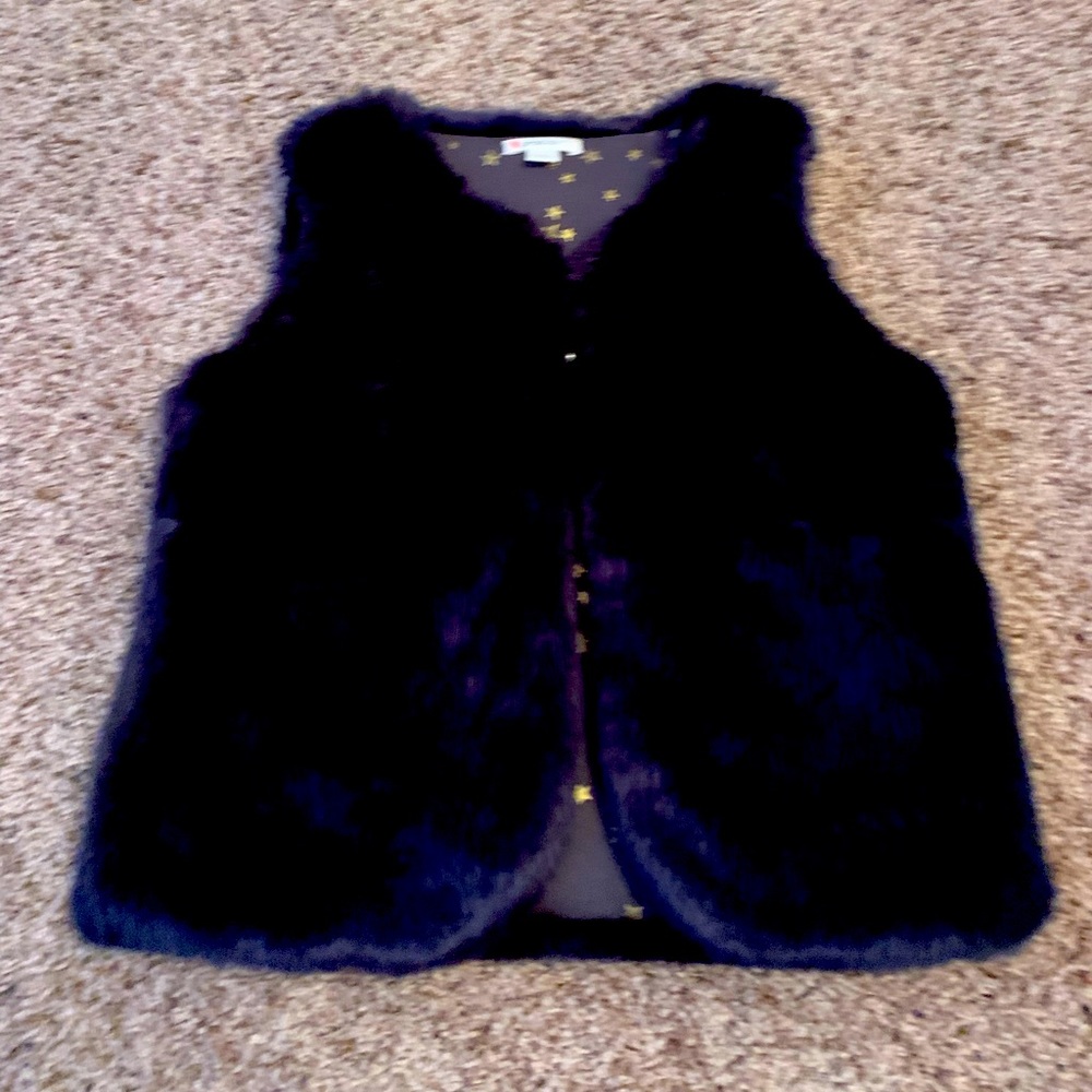 Crewcuts-Jcrew Reservable Faux Fur Navy Vest. Size Large/10. Like New